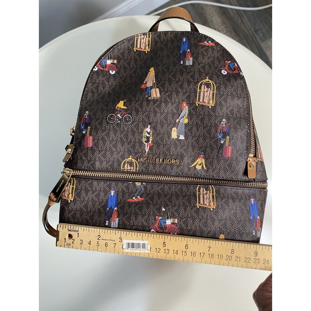 NEW Michael Kors Limited Edition Rhea Medium Jet Set Girls Travel Print Backpack - Picture 6 of 12